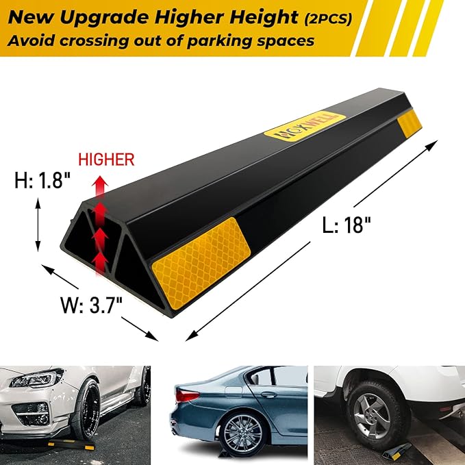 (New Updated 18" 2 Packs Heavy Duty Parking Stopper