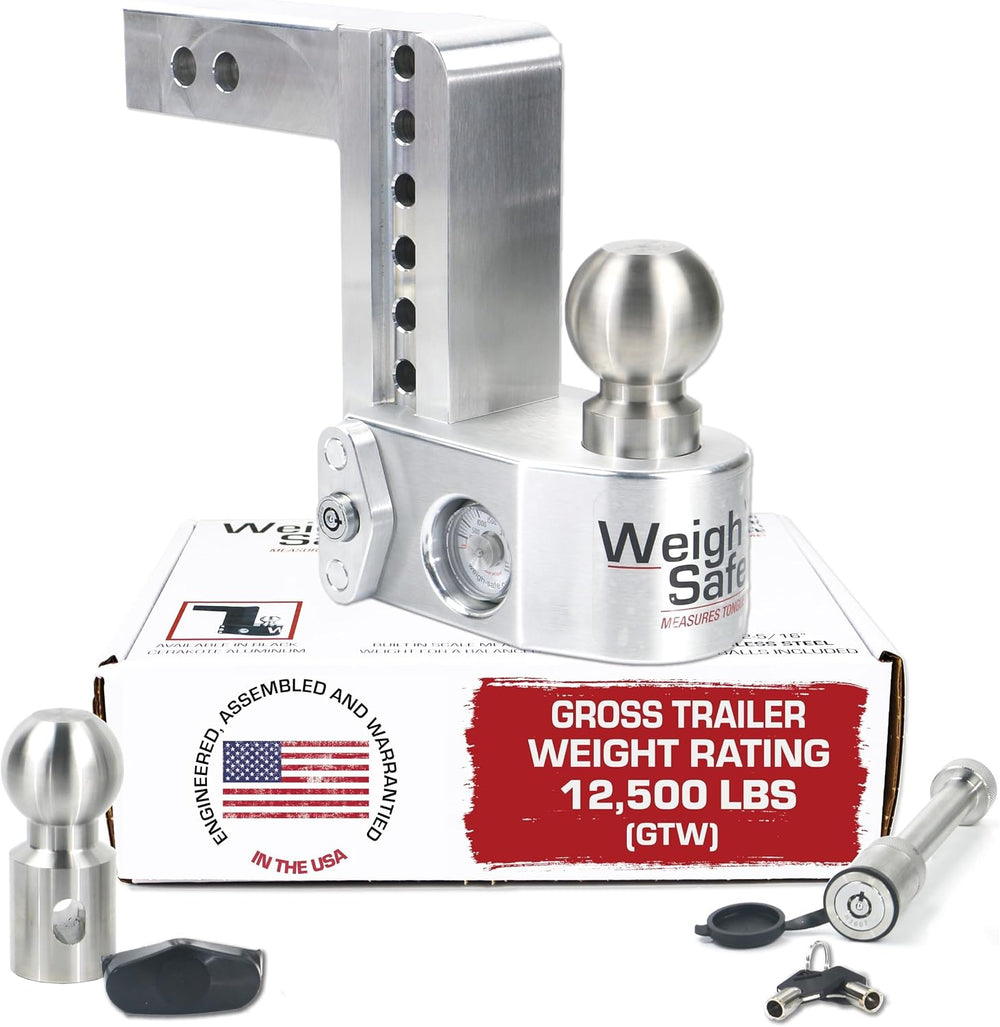 Weigh Safe Trailer Hitch Ball Mount, 6" Drop, 2" Receiver, Weight S...