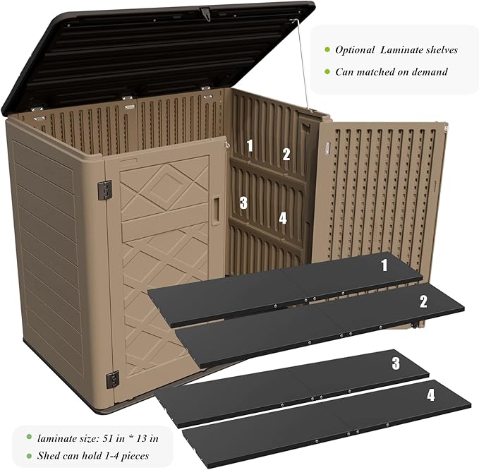 ZZM Large Outdoor Storage Shed, 48 Cu Ft Resin Versatile Storage Cabinet