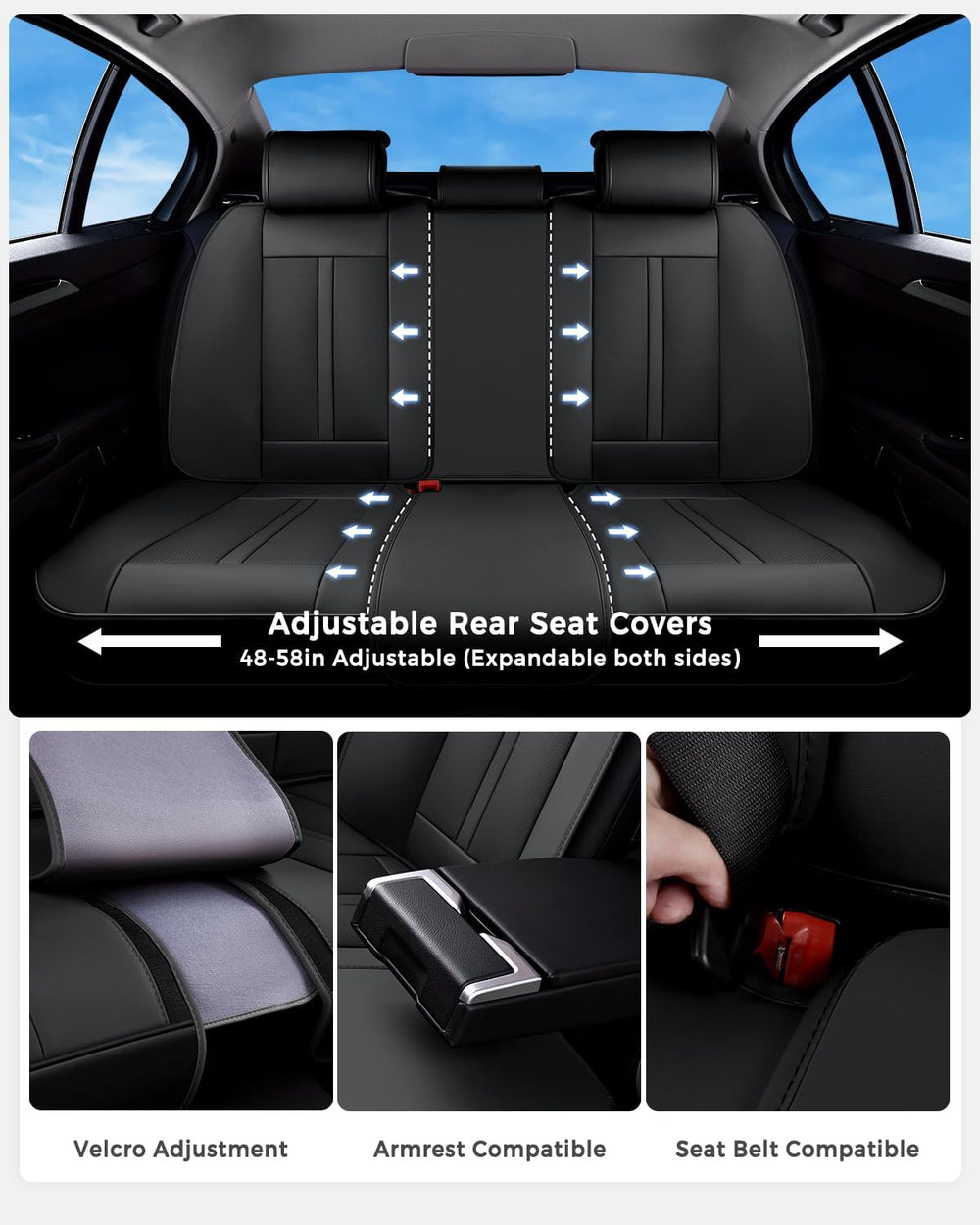Huidasource Car Seat Covers Full Set Luxury Nappa Leather, Seat Cover with Ve...