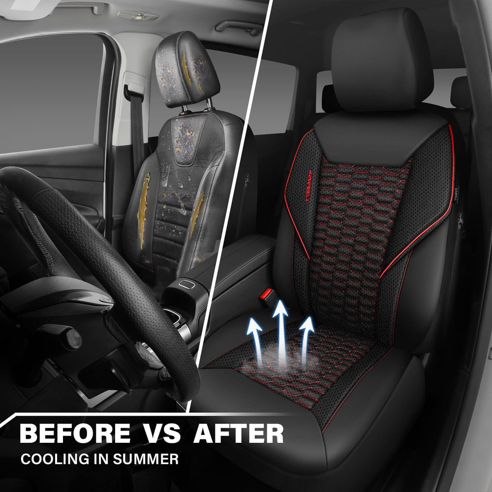 CAR PASS 3D Foam Mesh Leather Car Seat Covers Front Seats, Air Cool Mesh Fron...