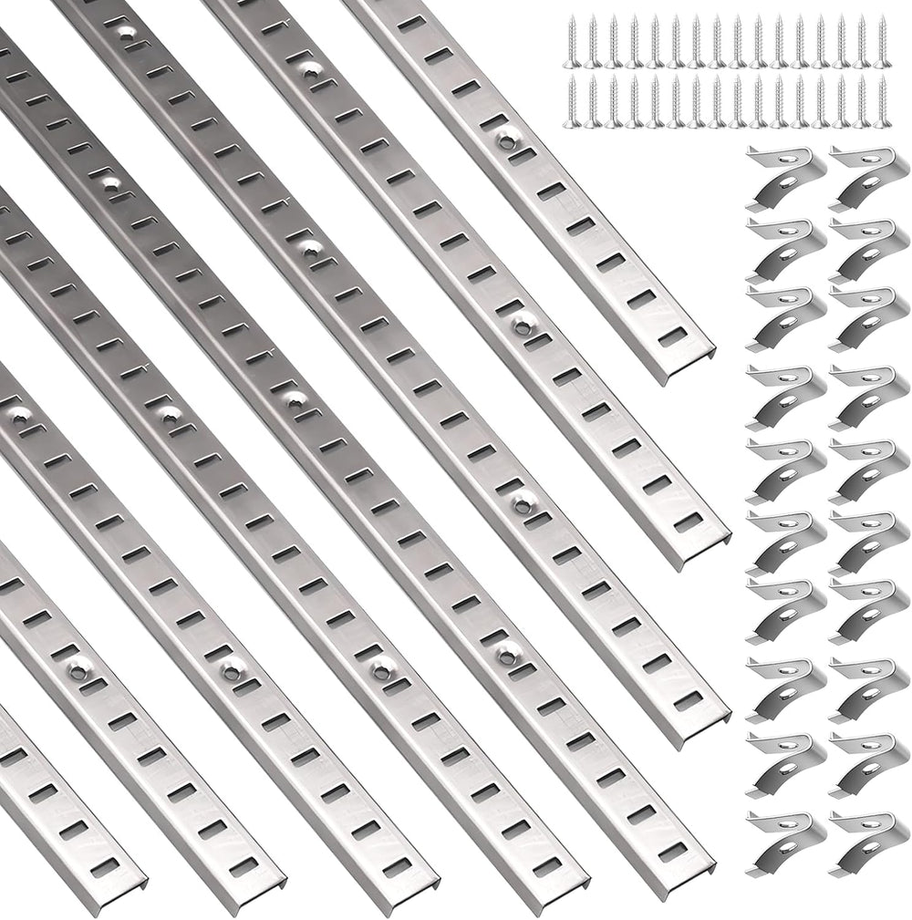 8 Pcs 36 Inch Shelf Pilaster with 40 Clips and 72 Screws, Adjustable Shelf Br...