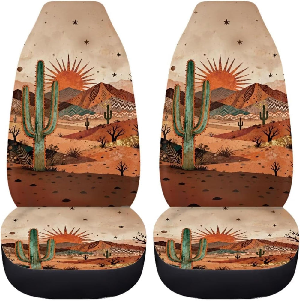 BIGCARJOB Desert Cactus Car Seat Cover Full Set Universal Car Interior Access...