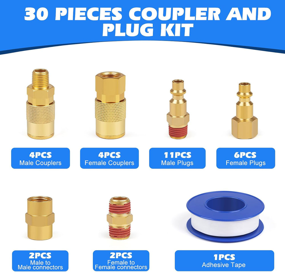 Industrial Air Coupling 30Pieces,1/4" Hose Barb, 1/4" Basic Flow Qu...