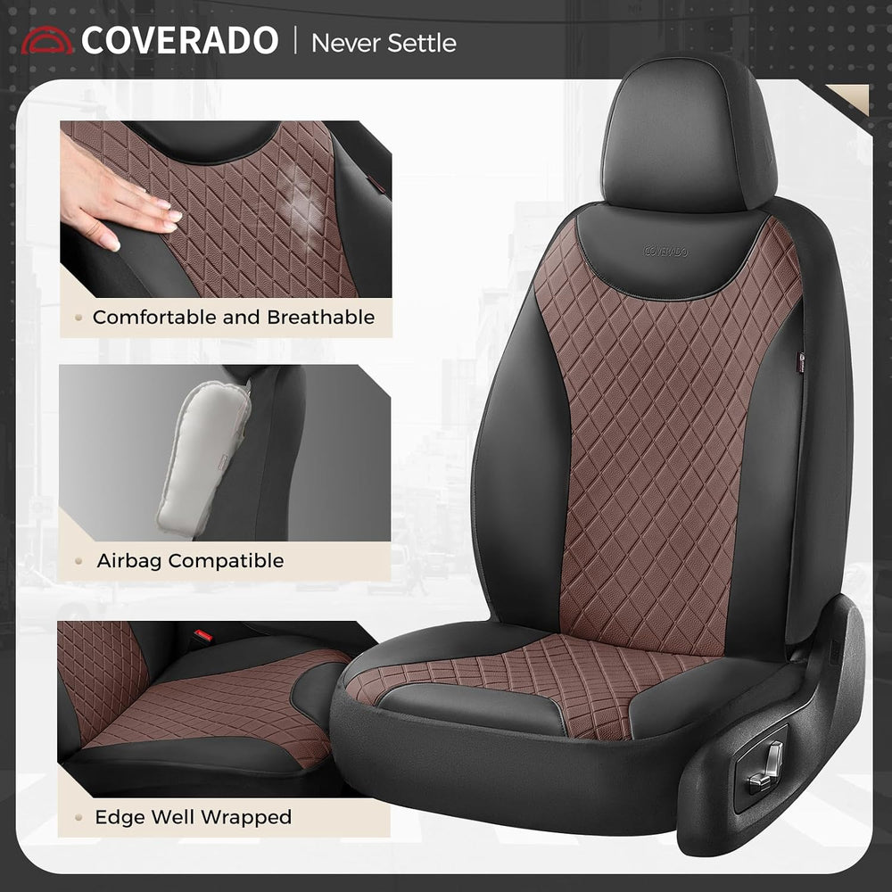 Coverado Car Seat Covers Full Set, Leather Seat Covers for Front and Back Sea...