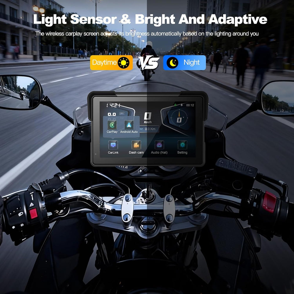 7" Waterproof Motorcycle GPS Navigation, CarPlay & Android Auto