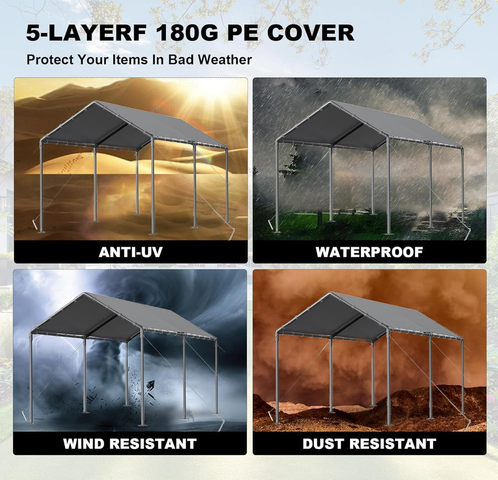 Carport, 10x20ft Heavy Duty Portable Garage, Car Port with Storage Shed, Car ...