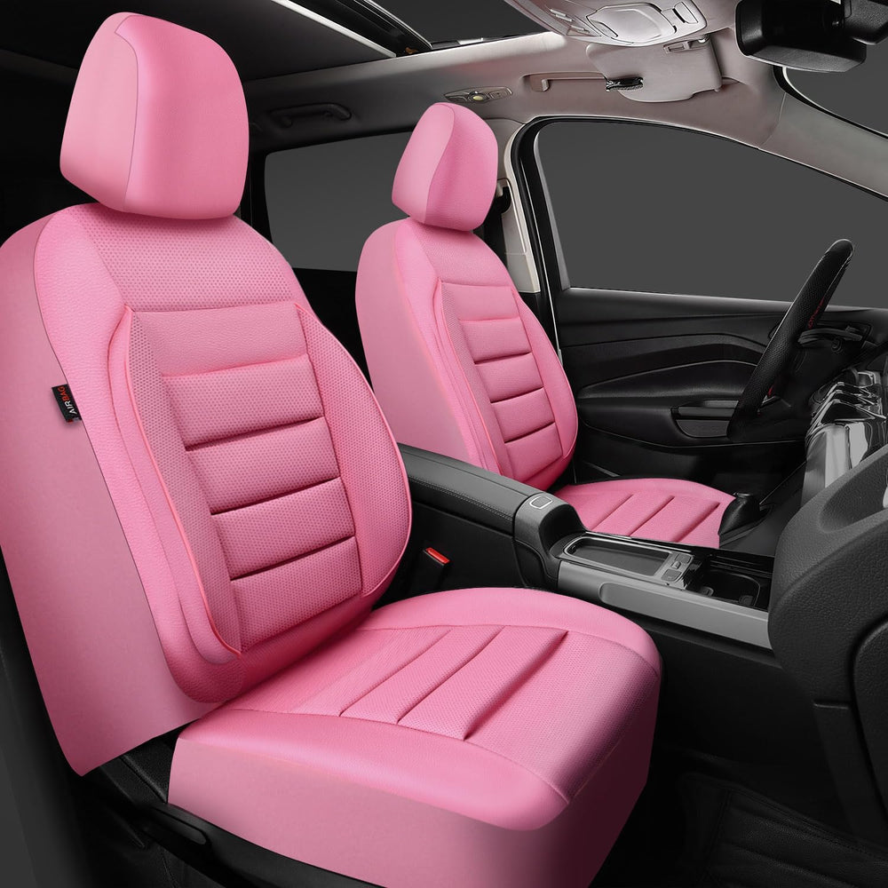 CAR PASS Pink Leather Seat Covers Full Set Universal Water Resistant 3D Foam ...