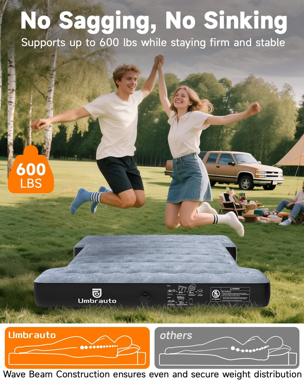 Umbrauto Inflatable Truck Bed Air Mattress for Full Size Short Truck Beds, 5....