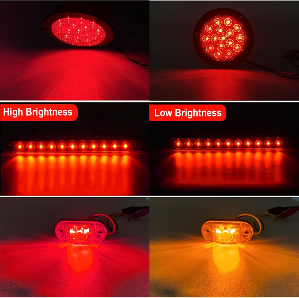 LIGBT 4 inch Round Led Trailer Lights Kit 2PCS 4" Round Led Stop Turn Ta...