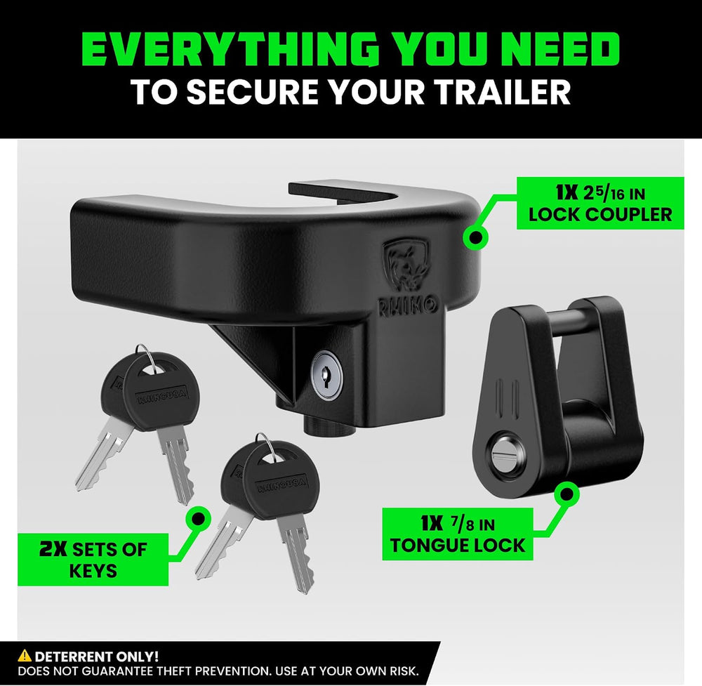Rhino USA Trailer Coupler Lock Kit (2-5/16in Trailers) - Anti-Theft Steel