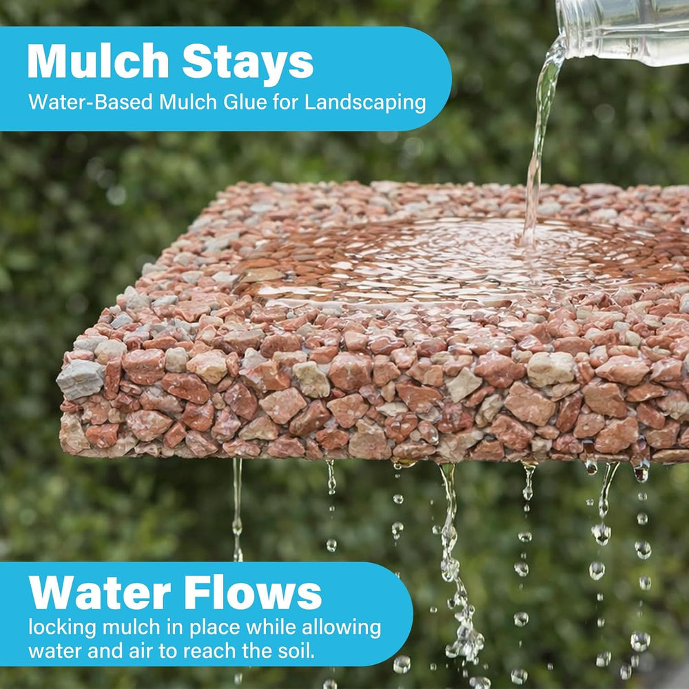 Mulch Glue for Landscaping, 2 Gallon Rock Glue with Rake, Ready to Use
