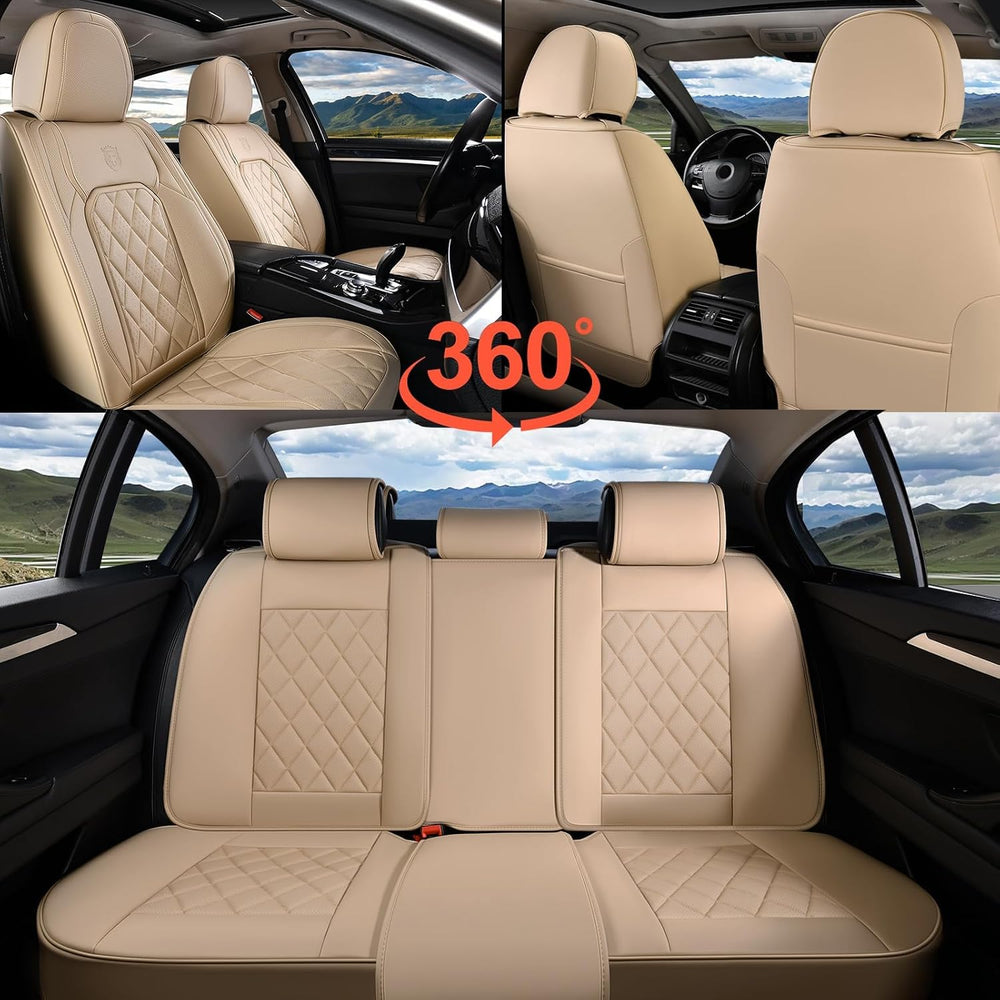 Coverado Car Seat Covers Full Set, Luxury Faux Leather Waterproof Seat Cover,...
