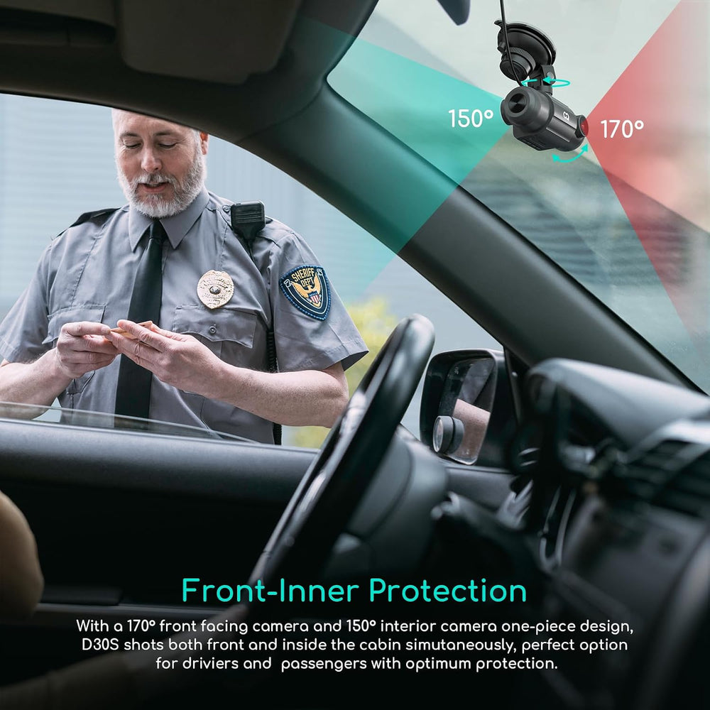 COOAU D30S 4K Dash Cam with GPS Wi-Fi, Front and Inside Dual 2.5K 1080P, Uber...