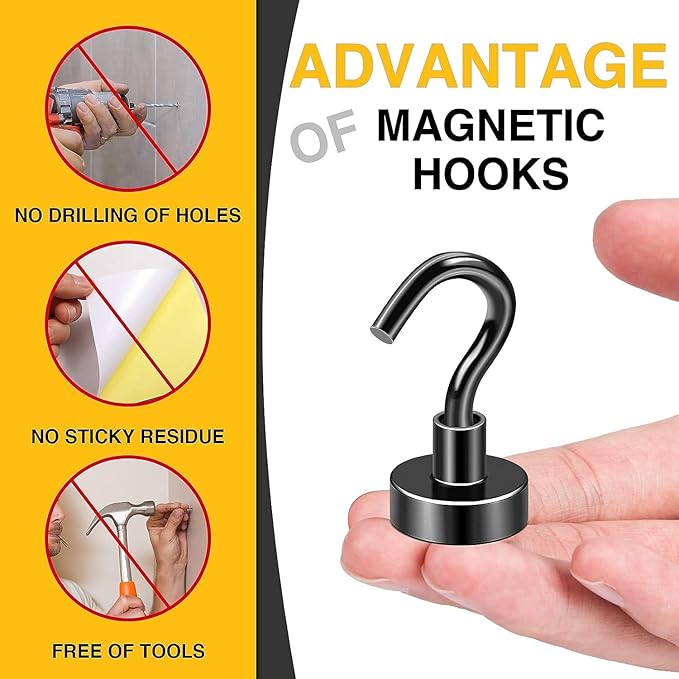 DIYMAG Magnetic Hooks, 30Lbs Strong Heavy Duty Cruise Magnet S-Hooks (100pcs)
