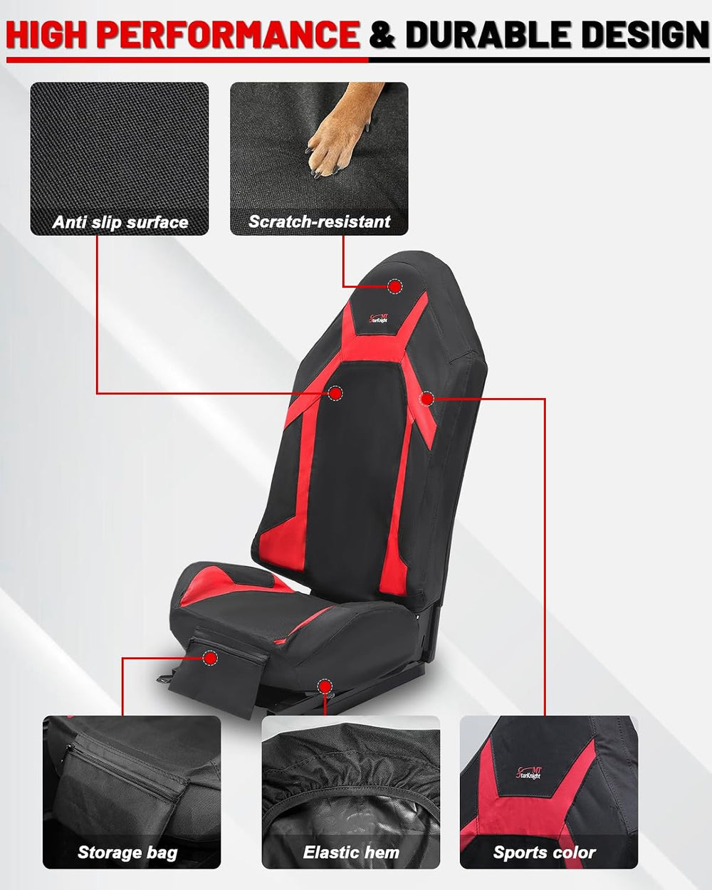StarknightMT RZR Seat Cover with Pocket Water-Resistant Compatible with Polar...