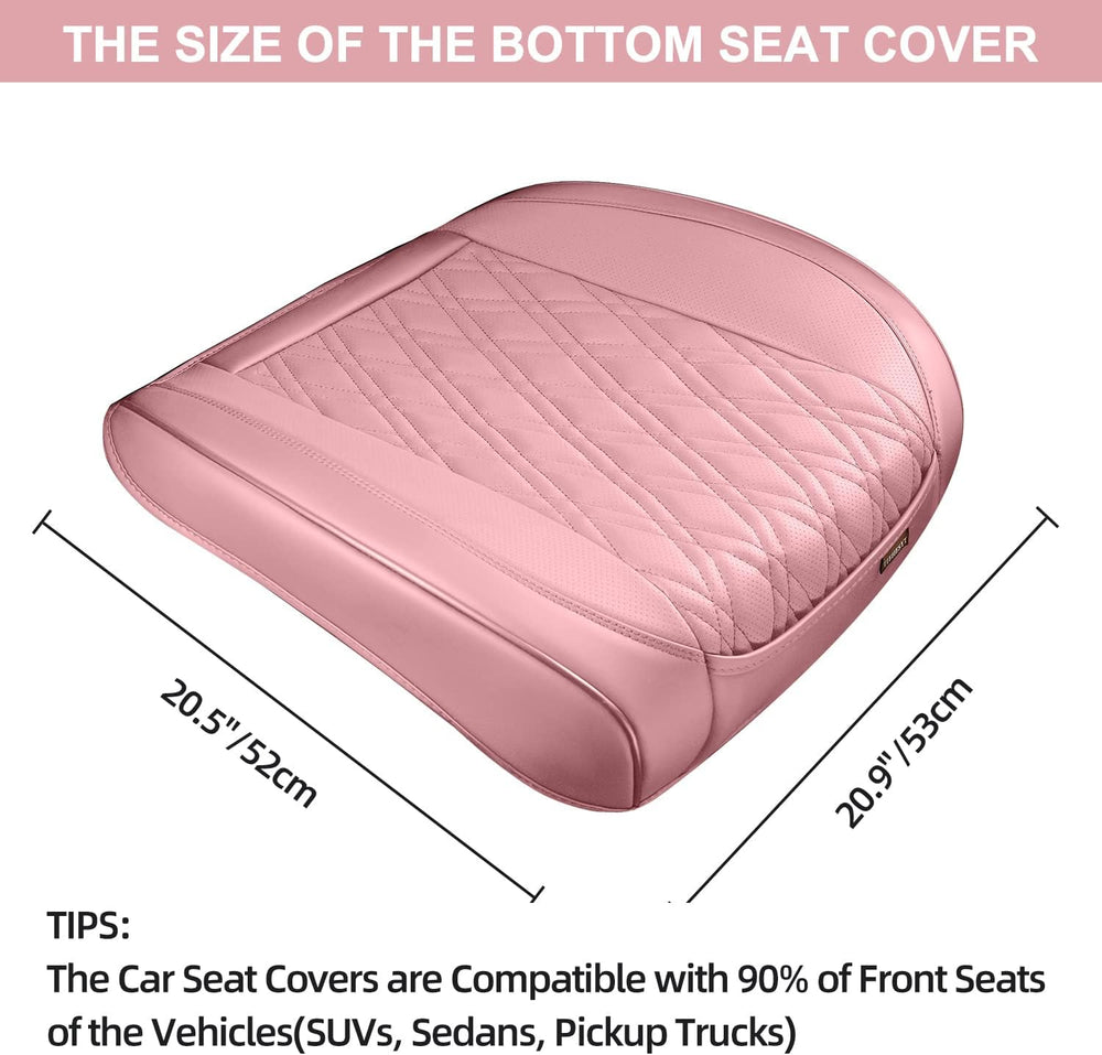 TIEHESYT Pink Car Seat Covers, 2PCS Automotive Faux Leather Seat Covers Front...