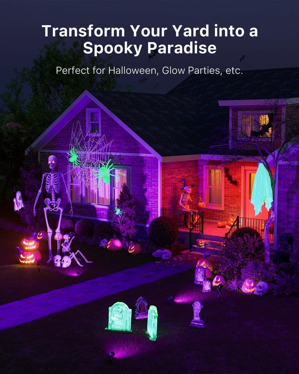 FALOVE 4 Pack 120V Blacklight Spotlight with 4.92ft Cord to Halloween Decor