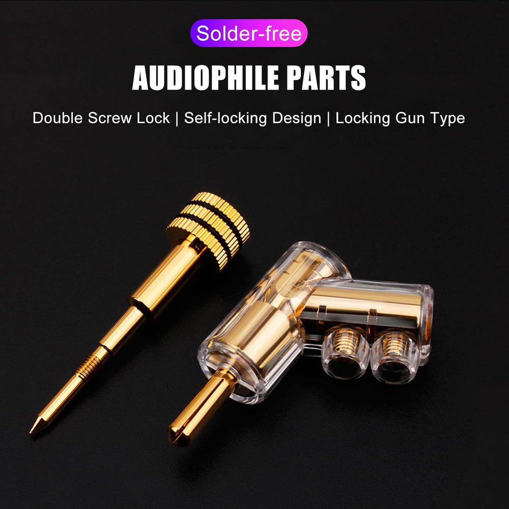 Acogedor 4Pcs Banana Plugs, BA1403 Angled Locking 24K Gold Plated