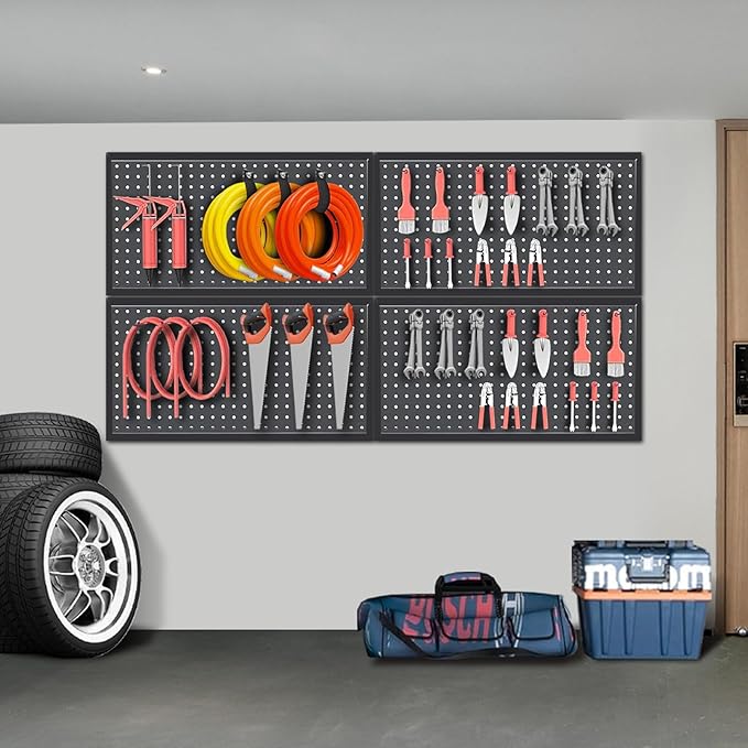 48x24 Inch Metal Pegboard Wall Organizer, Peg Board Utility Tool Storage