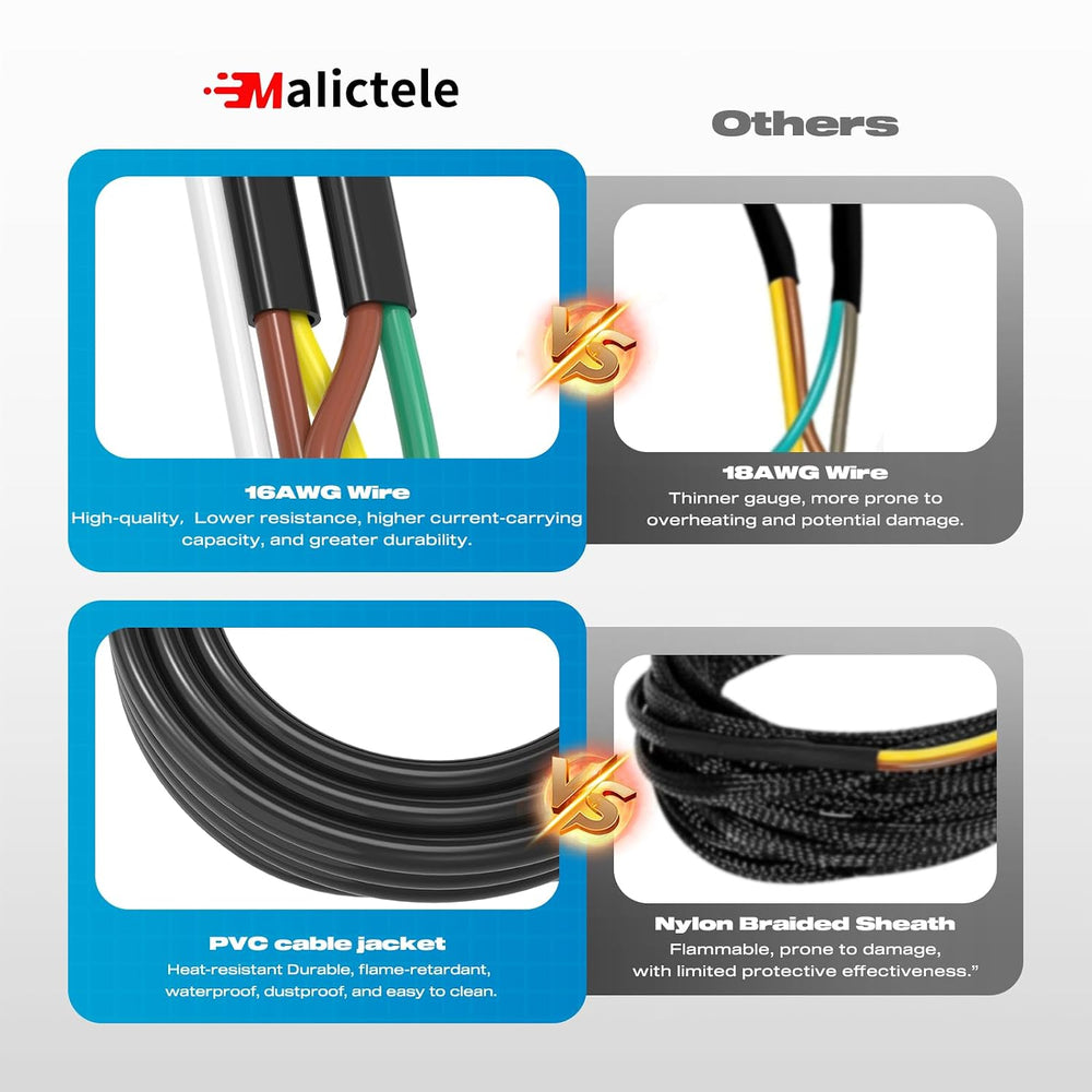 4 Pin 5 Wire Trailer Wiring Harness Kit, Malictele 50FT 16AWG Core with Jacke...