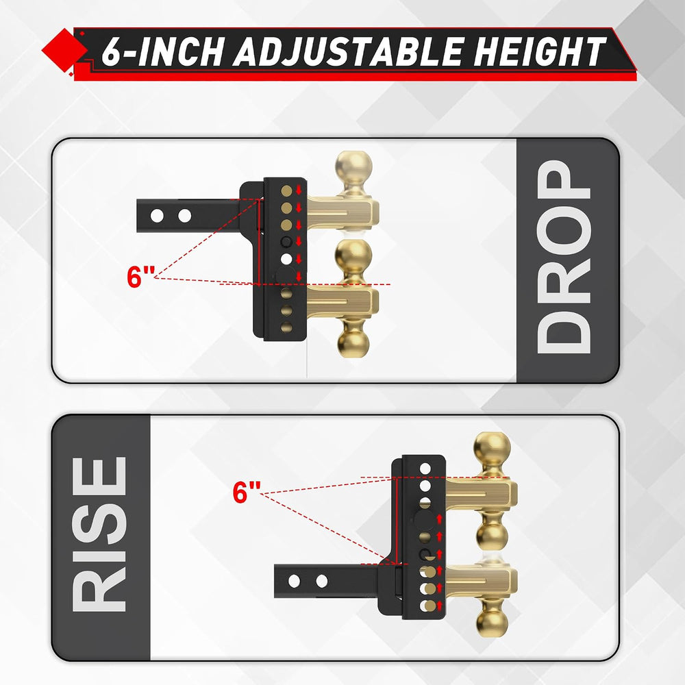 TYT Adjustable Trailer Hitch Ball Mount for 2-Inch Receiver, 14,000 lbs GTW