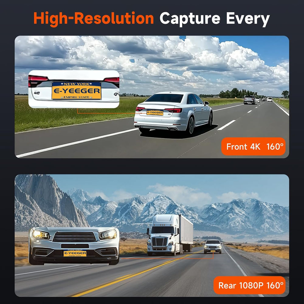 Dash Cam Front and Rear, 4K+1080P Dual Camera for Cars, 32GB Card Included