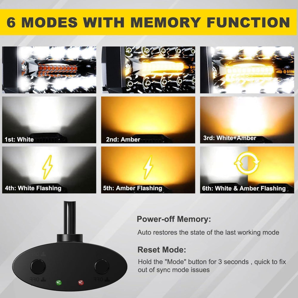 4PCS 4 inch LED Work Pods White/Amber Six Modes Strobe Fog Lights