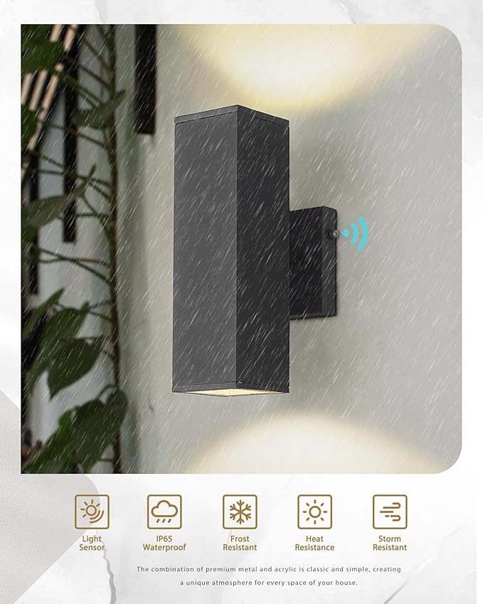 Ken & Ricky 2 Pack Dusk to Dawn Outdoor Lighting, Modern Exterior Lighting