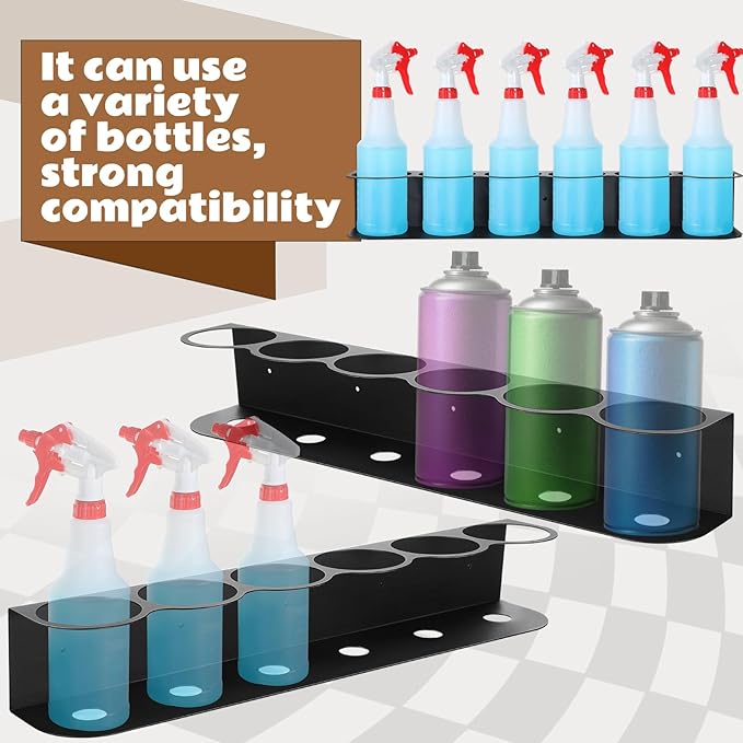 Therwen 2 Pcs 6 Holes All Purpose Steel Spray Bottle Holder Heavy Duty Can