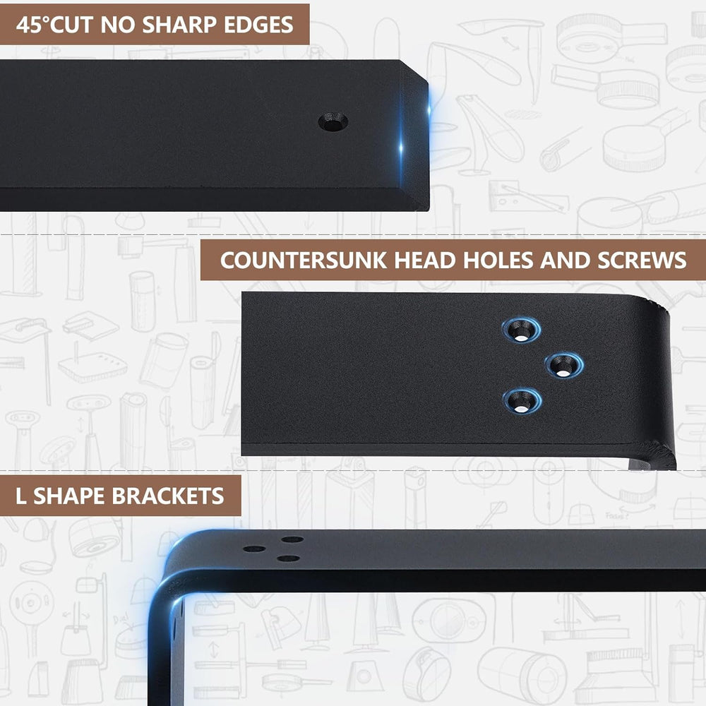 LCGP Countertop Support Brackets, 3-Pack 10" Solid Heavy Duty Steel Hidd...