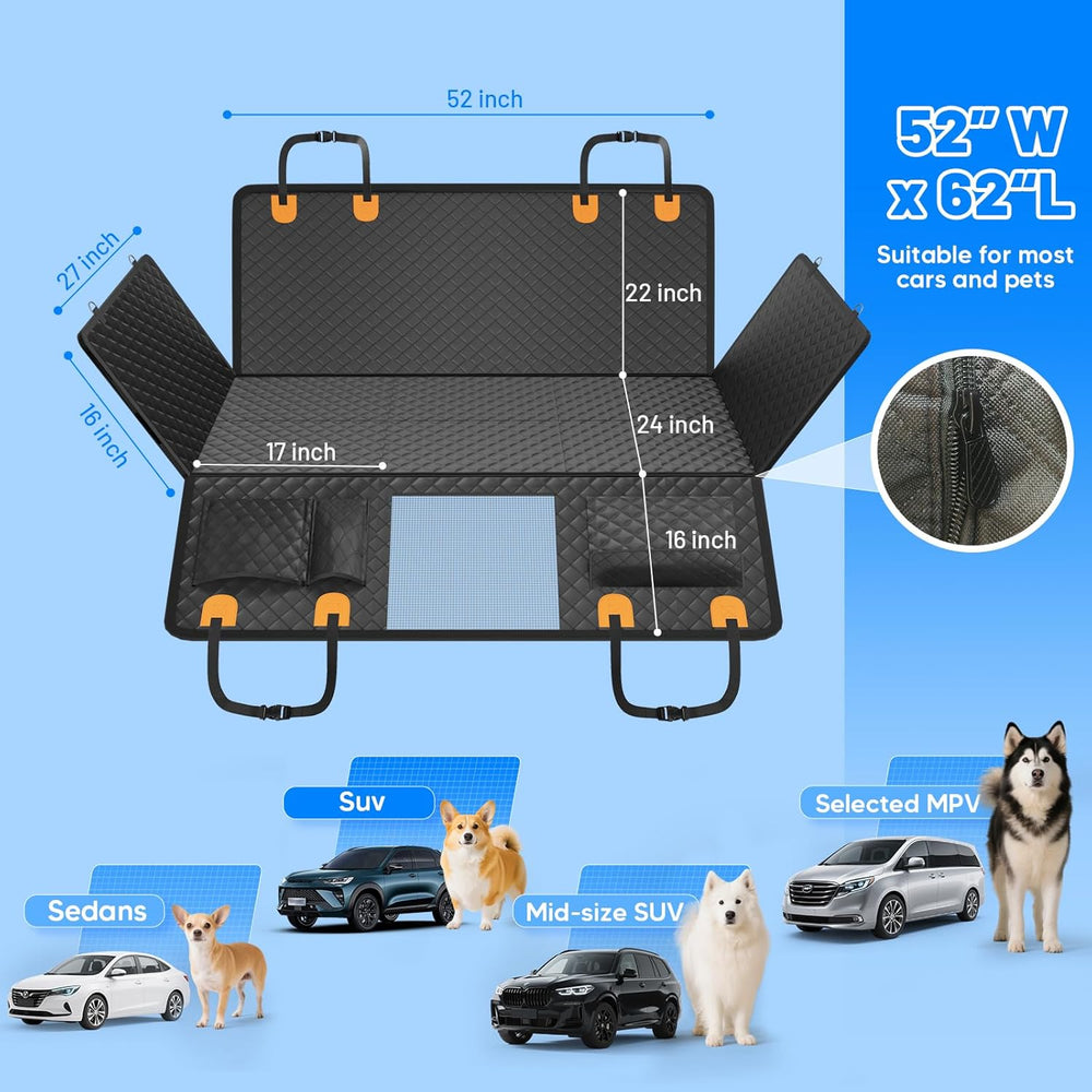 Dog Car Seat Cover for Back Seat, Hard Bottom Hammock Hold 400lbs For Cars