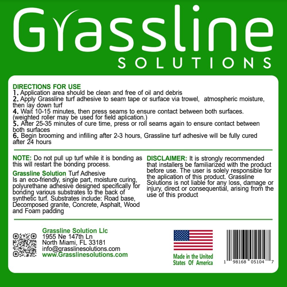 Synthetic Grass Adhesive - 1 Gallon - Color Green - Single Part Polyurethane ...