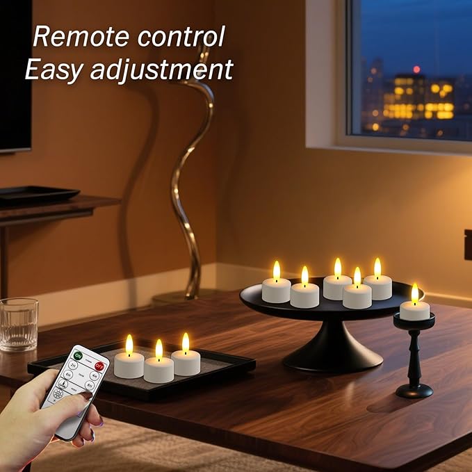 HL Rechargeable LED Tea Lights with USB Charging Base & Remote Timer - Ba...