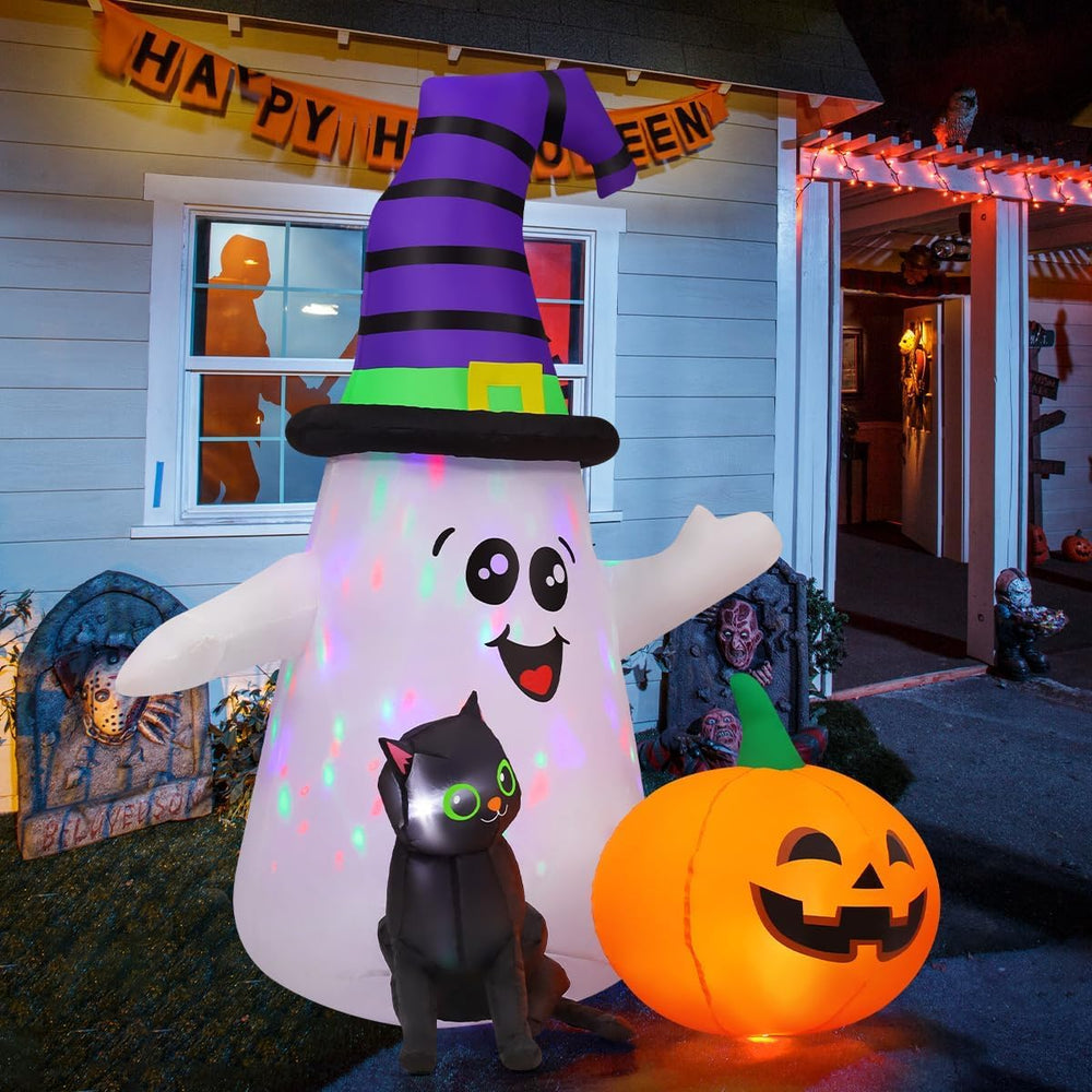GOOSH 5FT Inflatable Halloween Cute Ghost with The Pumpkin Blow Up Inflatable...