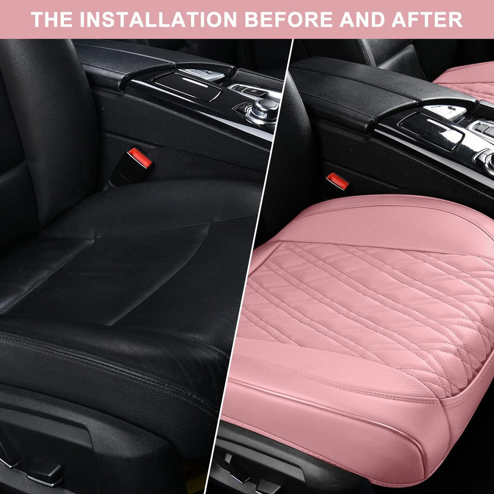 TIEHESYT Pink Car Seat Covers, 2PCS Automotive Faux Leather Seat Covers Front...