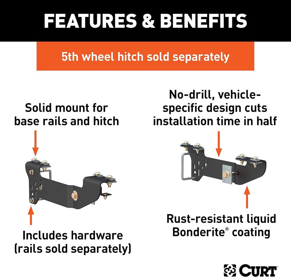 Custom 5th Wheel Brackets, Compatible with Select Silverado, Sierra 1500