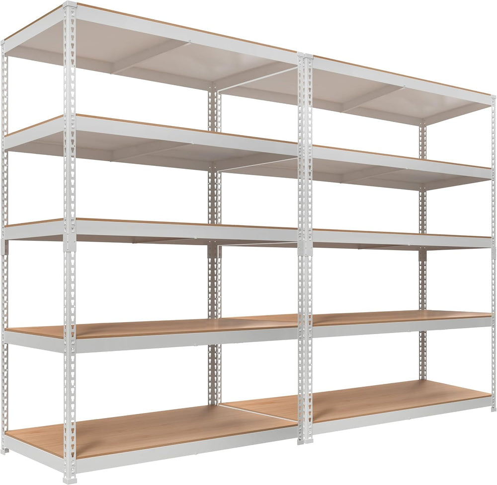 HOMEDANT White 5 Tier Laminated Boltless Heavy Duty Garage Storage Adjustable