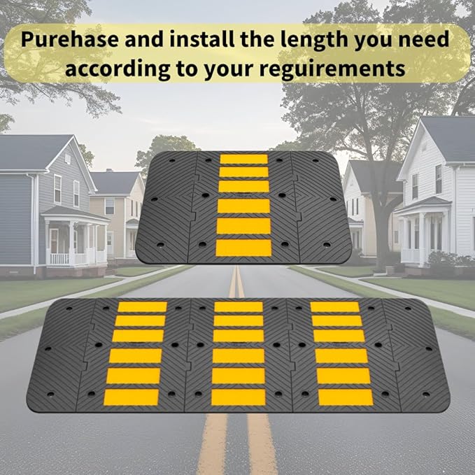 Speed Bumps for Driveway 35"x20"x2" Flexible Installation Conn...