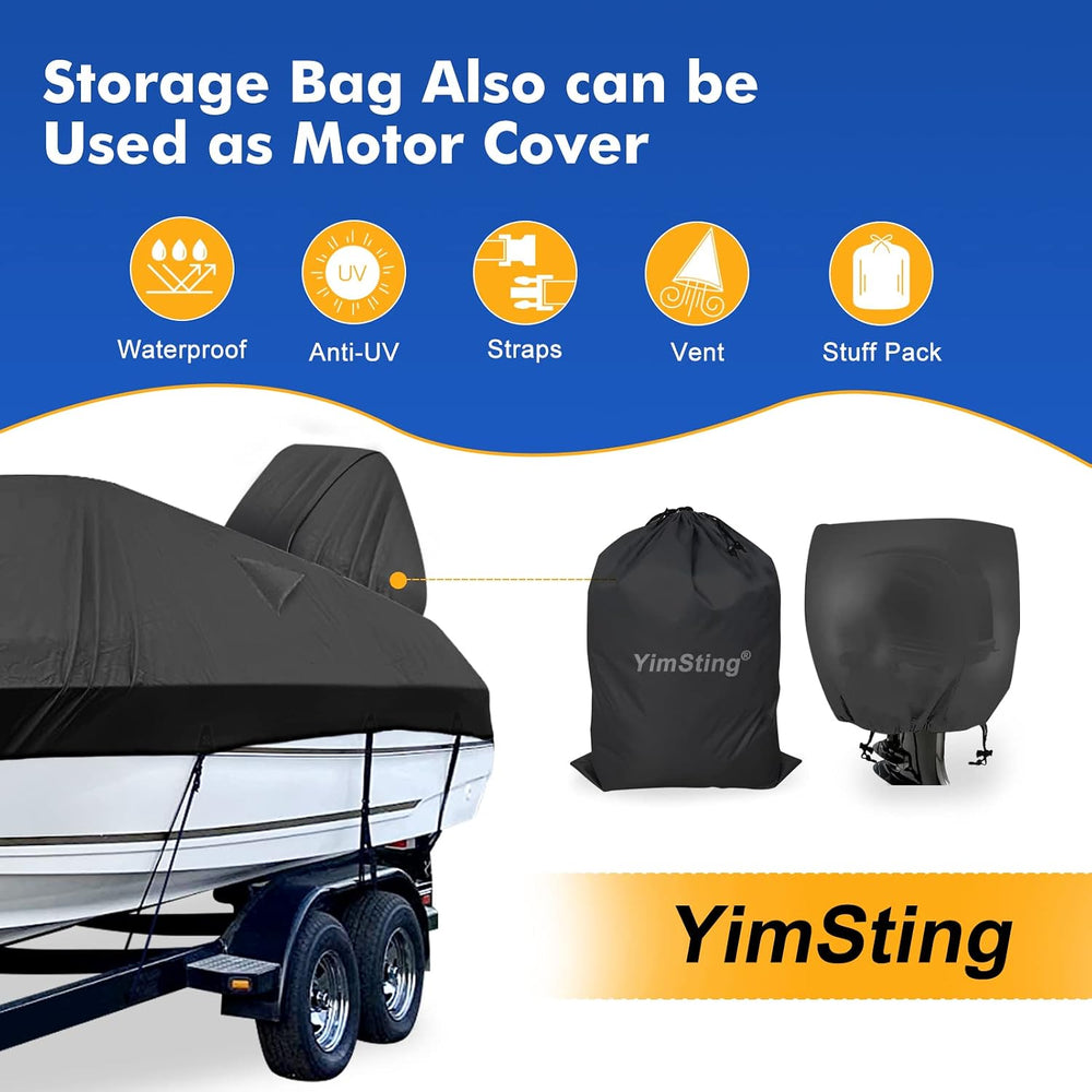 Boat Covers 17-19ft, 1200D Waterproof V-Hull, Black