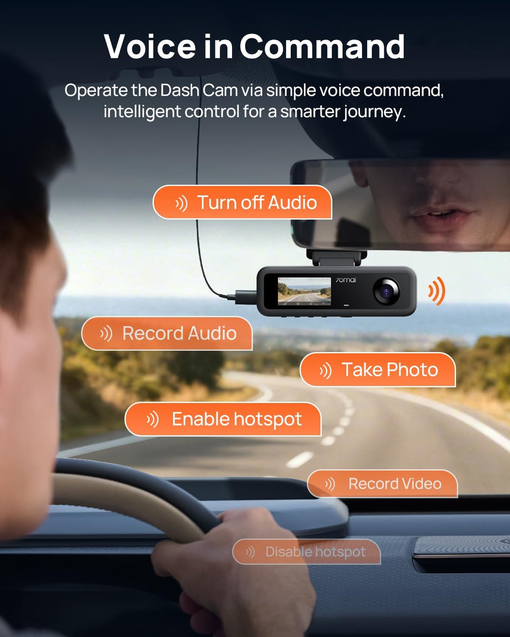 70mai 4K Dash Cam Front and Interior, 4K HDR Dash Camera with F1.55 Aperture,...