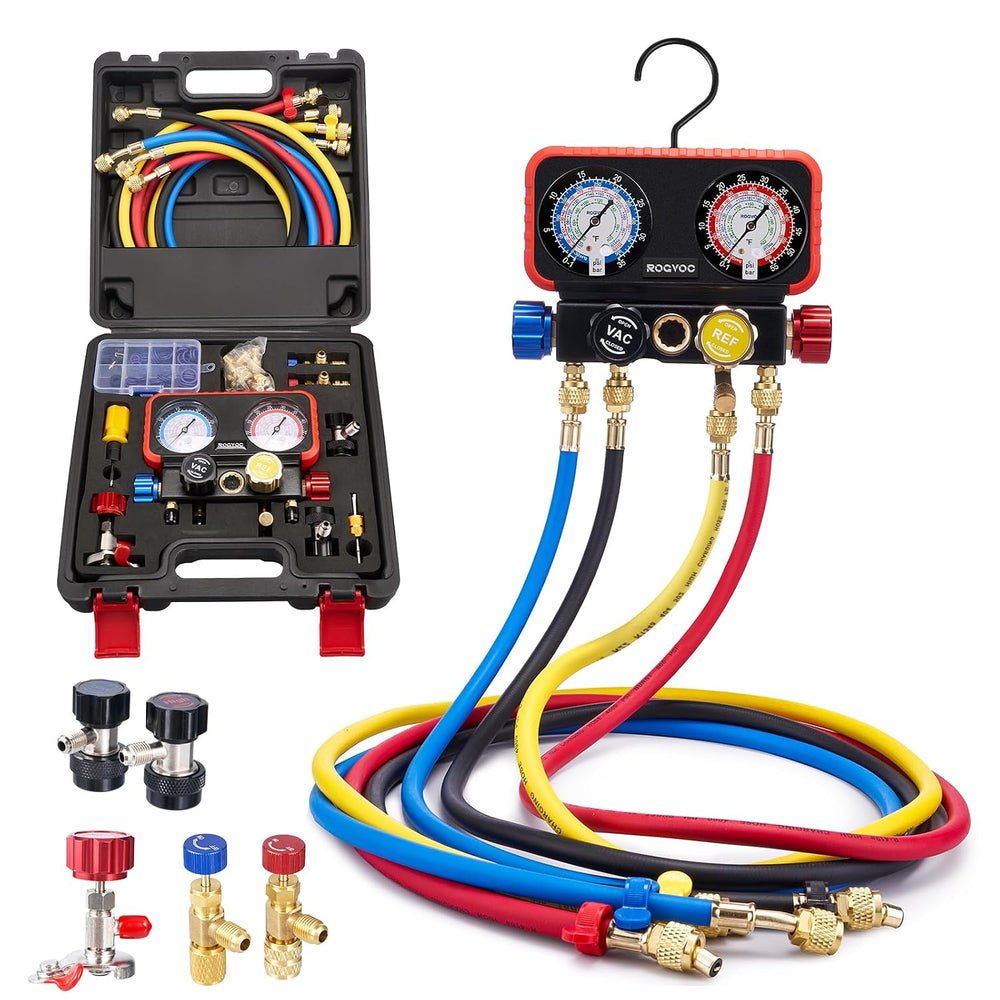 HVAC 4-Way Manifold Gauge Set for R22/R410a/R134a Refrigerant