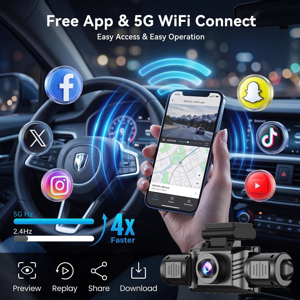 New 4 Channel Dash Cam 360° View -128GB Card Dash Camera for Cars