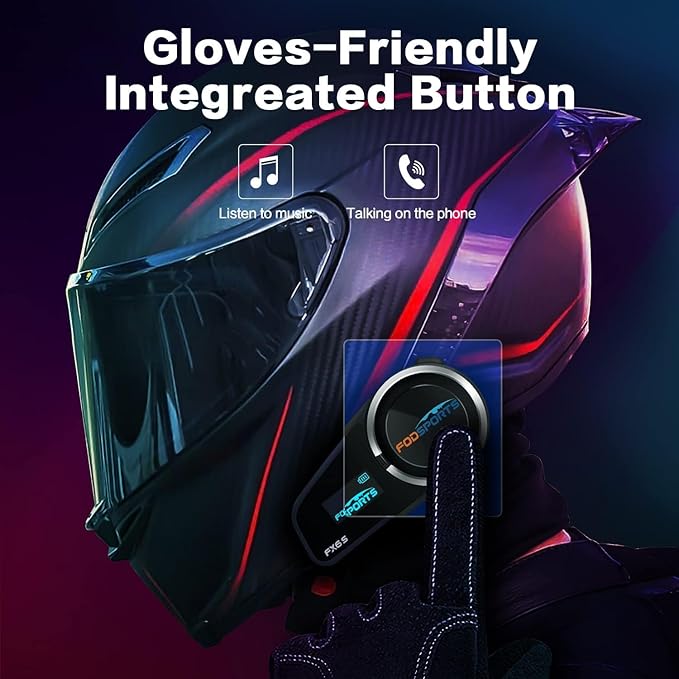 Fodsports FX6S Bluetooth Motorcycle Headset, 6-Way Motorbike Intercom Bluetoo...