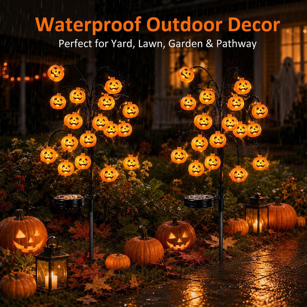 Halloween Pumpkin Lanterns, Solar Lights, Outdoor Pumpkin Tree Stake Lights