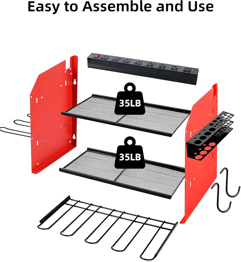 Power Tool Organizer wtih Charging Station，3 Layers Storage Rack