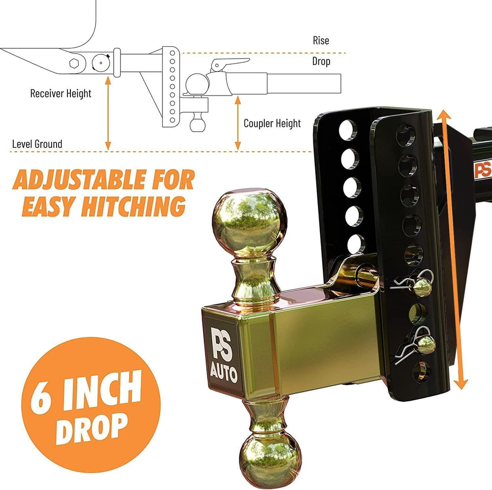 Adjustable Gooseneck Drawbar Trailer Hitch - 20,000 LBS, Fits 2 and 2-5/16 In...