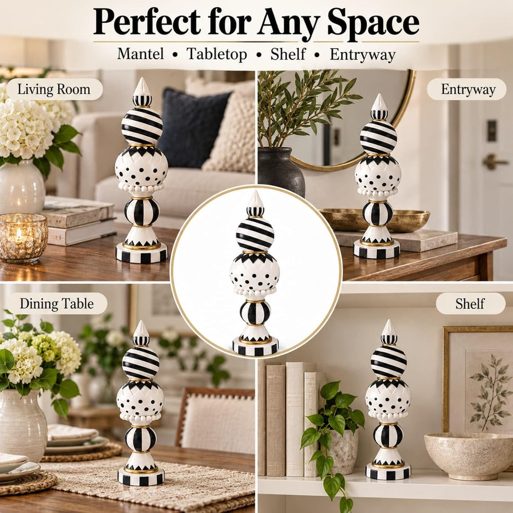 Black and White Checkered Halloween Table Centerpiece Home Decor