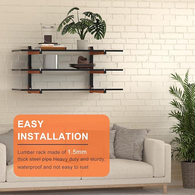 Lumber Rack Wall Mount, Lumber Storage Rack, Heavy Duty Wood Storage Racks (4...