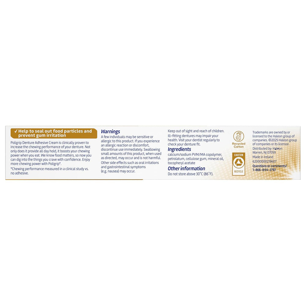 Poligrip Extra Care Denture Adhesive Cream, 2.2 oz (4 Pack)